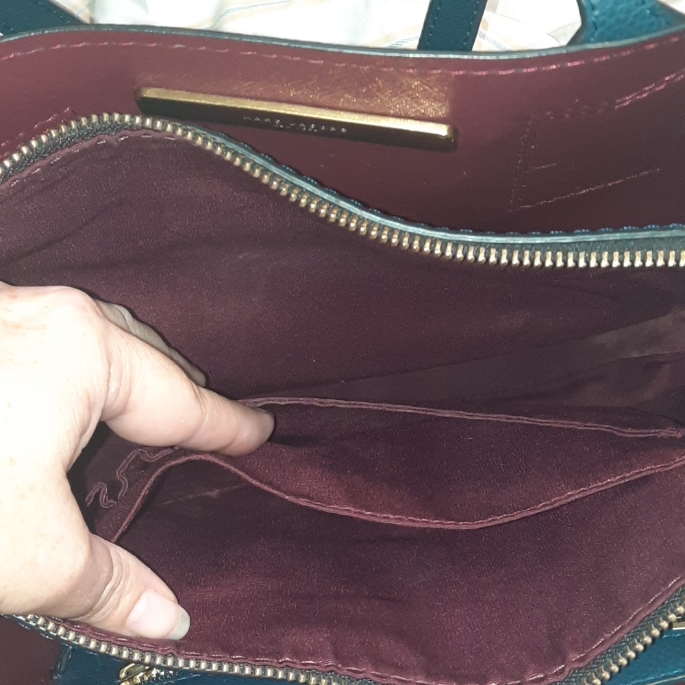 MARC JACOBS Editor Leather Tote Bag Blue Sea Navy Red Everyday Versatile Classic - Picture 12 of 16